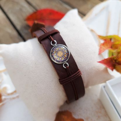 Bild von Folge deinem Herzensweg - Armband aus Leder mit Fassung aus Edelstahl