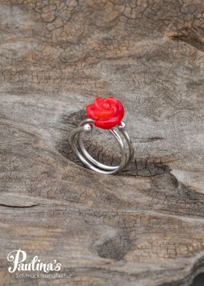 Picture of Ring mit Korallenrose und Sterling-Silber