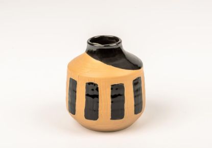 Picture of H-Line, Vase in Ethno-Design beige/schwarz, 13,5x12,5x12,5cm  