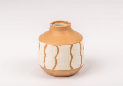Picture of H-Line, Vase in Ethno-Design beige/weiss, 13,5x12,5x12,5cm  