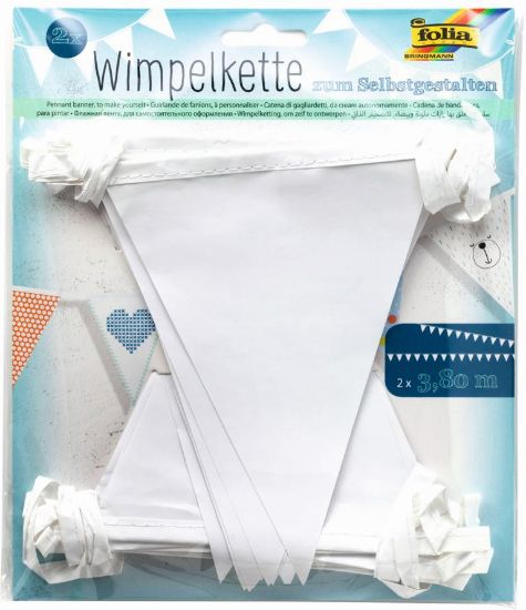 Picture of Wimpelkette 3,8m 2 Stk. weiß inkl. 15 Wimpel, Schenkellänge 20cm