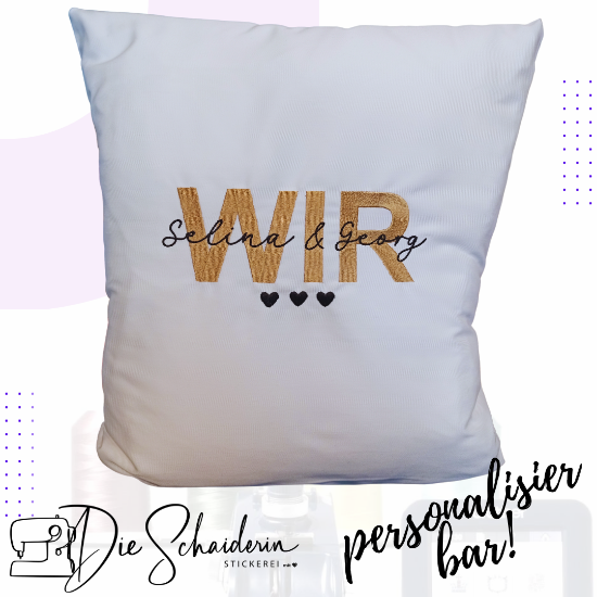 Bild von Personalisiertes Kissen: "WIR" mit Wunschnamen 💑💖🧵