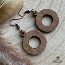 Bild von Kreisförmige Creolen Hängeohrringe aus Nussbaum-Holz, Holzschmuck, Ideal als kleines Geschenk für zB. eine Freundin, passender Ohrhänger als Hochzeit- oder Trachtenschmuck
