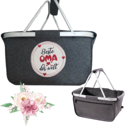 Picture of Filzkorb mit Aluminiumrahmen – "Beste Oma der Welt"