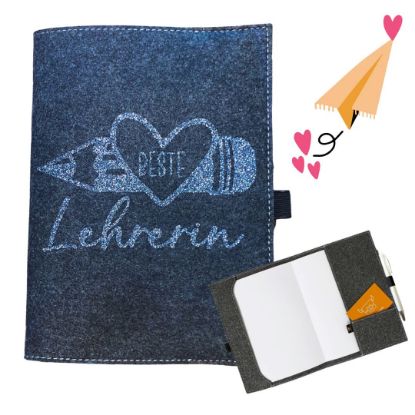 Zeige Details für Notizbuchhülle mit Glitzer-Flexfolie "beste Lehrerin" Bild von Notizbuchhülle mit Glitzer-Flexfolie "beste Lehrerin"