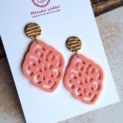 Bild von Ornament-Ohrstecker - Rhombusform - vintage pink - Stecker rund goldfarbig
